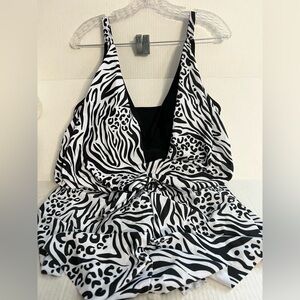 Aumora Stylish One Piece Zebra Print Women's Swimsuit